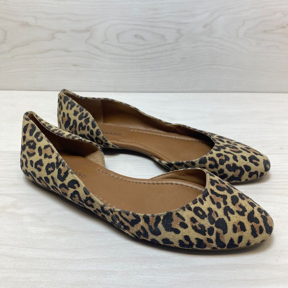 Lucky Brand Abia D'Orsay Ballet Flats Women's Size 9 Brown Leopard Print